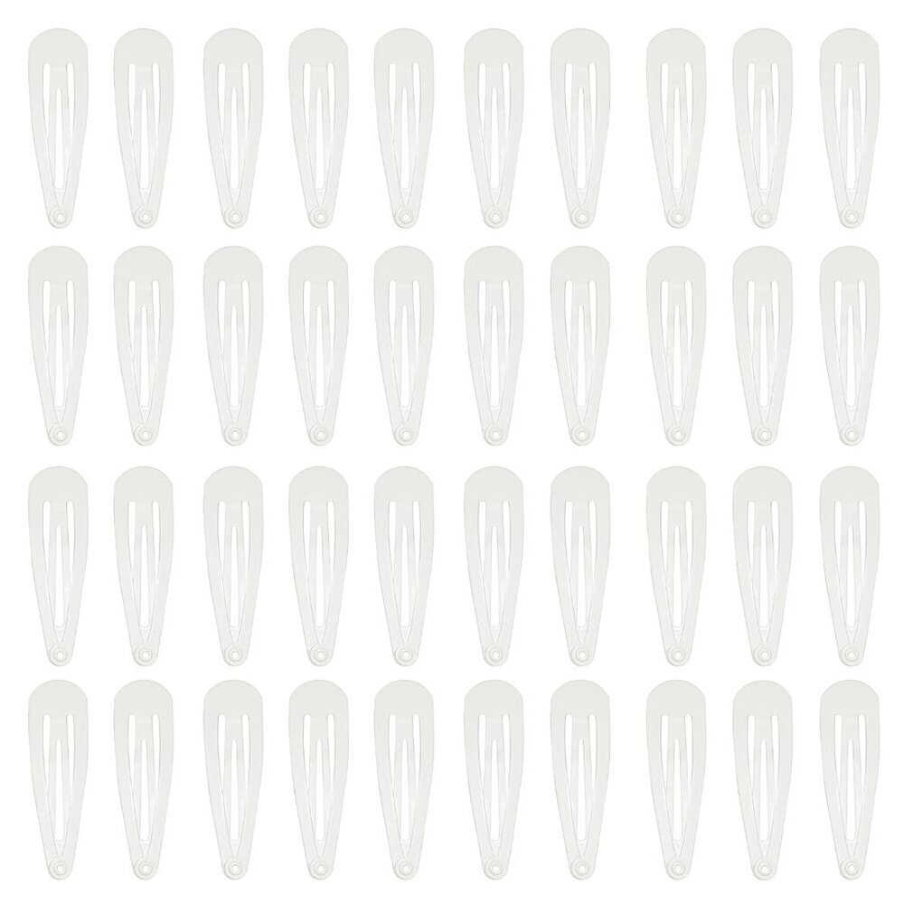 40 Counts White Color Metal Snap Hair Clips 2 Inch Barrettes for Women Accessori